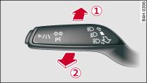 Palanca de los intermitentes y de la luz de carretera: Activar y desactivar el sistema de asistencia para la luz de carretera